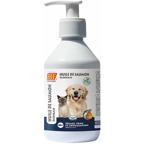 Huile De Saumon Pour Chien Et Chat Biofood : 250ml 3 Huile De Saumon Pour Chien Et Chat Biofood : 250ml