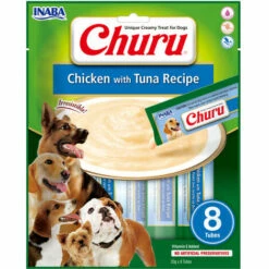 INABA Friandises Liquides Pour Chien Churu Crème Au Poulet Et Thon - 8 Tubes De 20g
