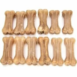 BRIDAY Chiens En Os Pour Animaux De Compagnie Os Naturels à Mâcher Huit Tripes Remplis D'os De Chien En Cuir Brut Savoureuses Friandises à Mâcher Pour Petit Chien/Grand Chien (12 Pcs / 3 Inch)