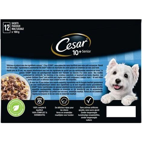 CESAR 72 Sachets Fraîcheur En Gelée 4 Variétés Pour Chien Senior 100g (6x12) 3 CESAR 72 Sachets Fraîcheur En Gelée 4 Variétés Pour Chien Senior 100g (6x12) – Image 2