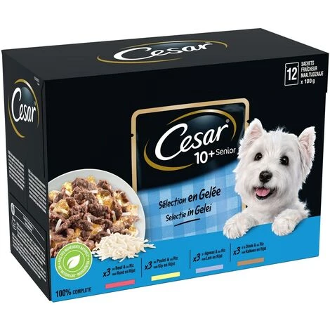 CESAR 72 Sachets Fraîcheur En Gelée 4 Variétés Pour Chien Senior 100g (6x12) 4 CESAR 72 Sachets Fraîcheur En Gelée 4 Variétés Pour Chien Senior 100g (6x12) – Image 3