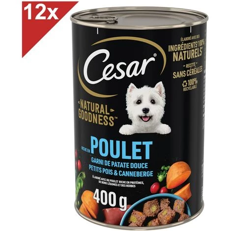 CESAR Natural Goodness Boîtes Riches En Poulet Sans Céréales Pour Chien 12x400g 3 CESAR Natural Goodness Boîtes Riches En Poulet Sans Céréales Pour Chien 12x400g
