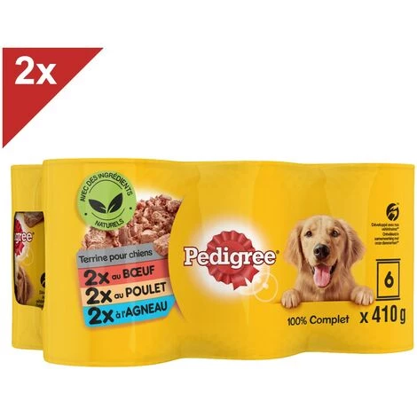 PEDIGREE 12 Boîtes En Terrine Pâtée Pour Chien 3 Variétés 410g (2x6) 3 PEDIGREE 12 Boîtes En Terrine Pâtée Pour Chien 3 Variétés 410g (2x6)